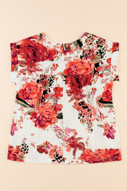 Floral Rolled Short Sleeve Blouse