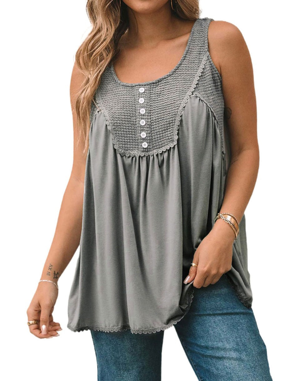 Waffle Knit Babydoll Tank Top