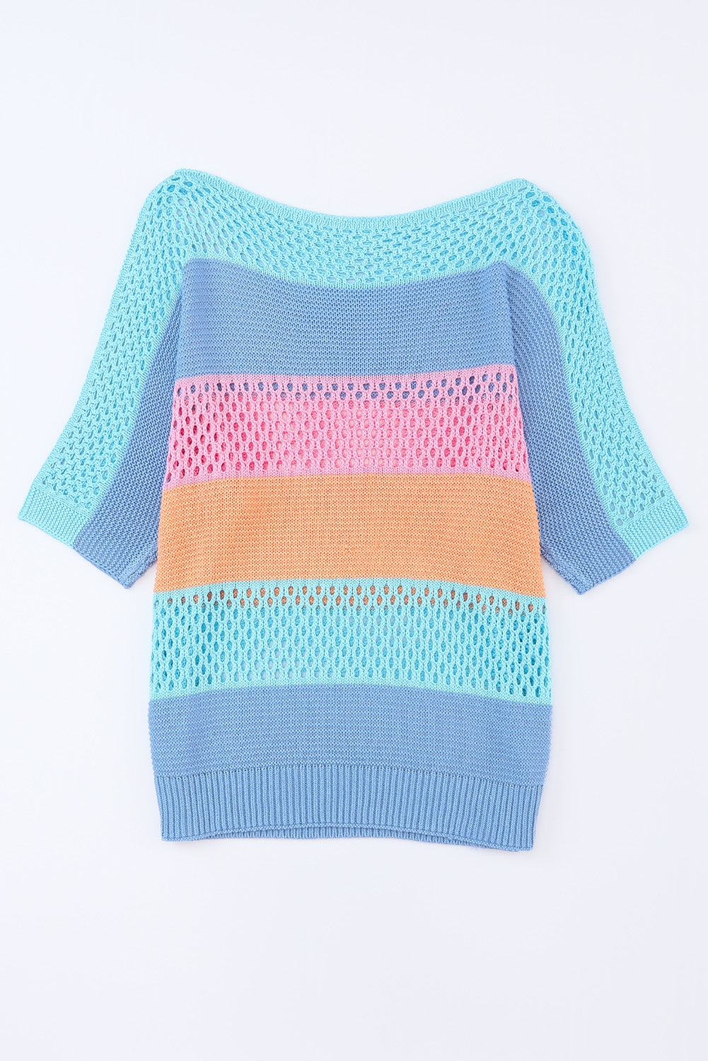 Colorblock Stripe Hollowed Knit Top