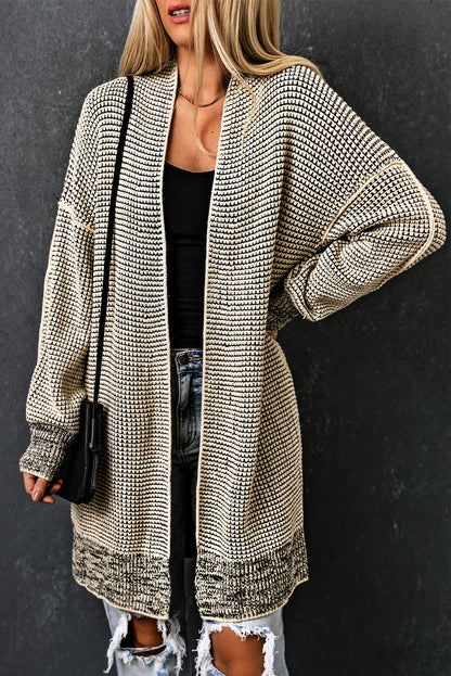 Plaid Knit Open Front Cardigan