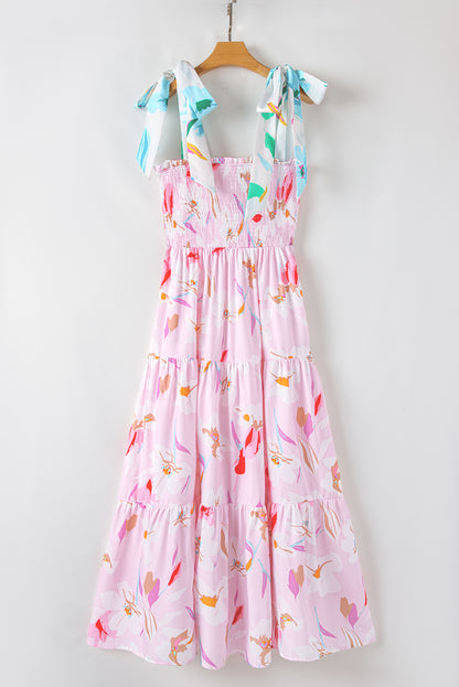 Floral Tied Straps Maxi Dress