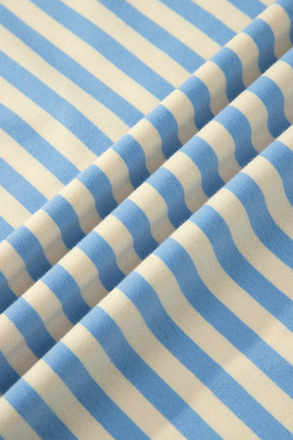 Plus Size Stripe Contrast Trim Short Sleeve Tee