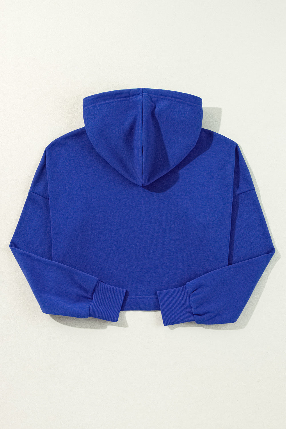 Solid Drop Shoulder Cropped Hoodie