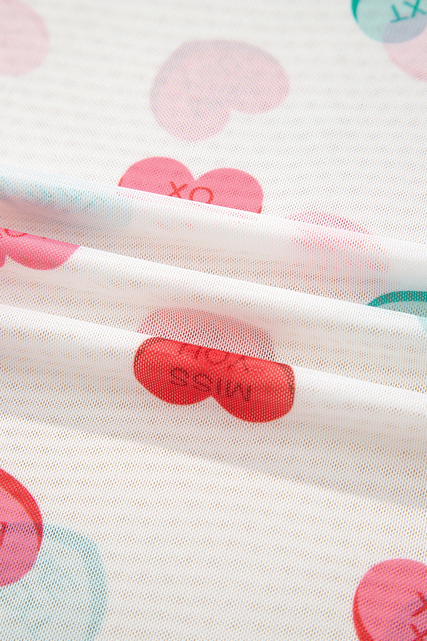 Valentine Heart Candy Mesh Long Sleeve Top