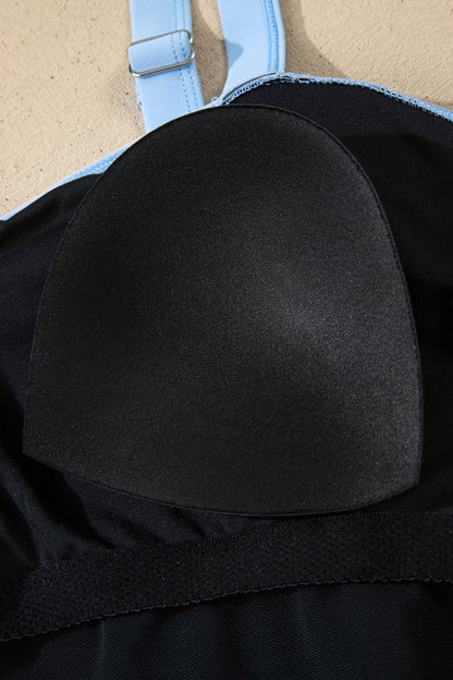 Colorblock Square Neckline One-Piece Swimsuit