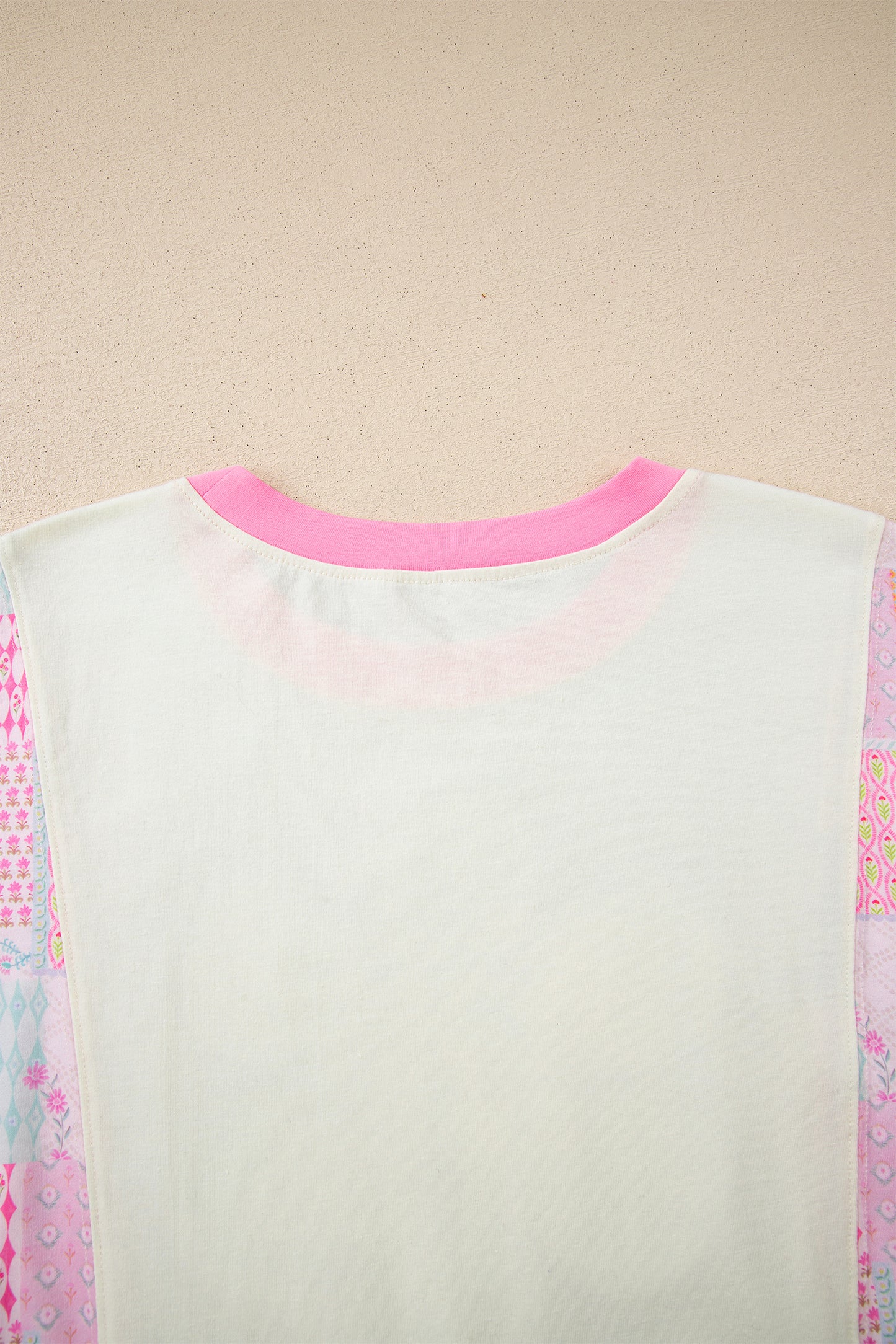 Floral Colorblock Patchwork Short Sleeve Top