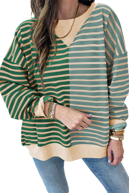 Stripe Colorblock Oversized Sweatshirt