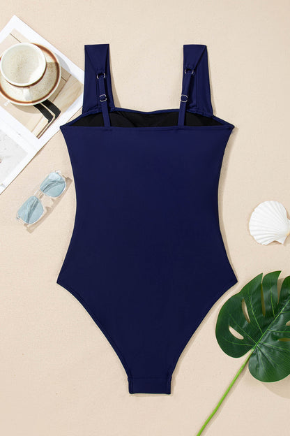 Square Neck Ruched One-Piece Swimsuit