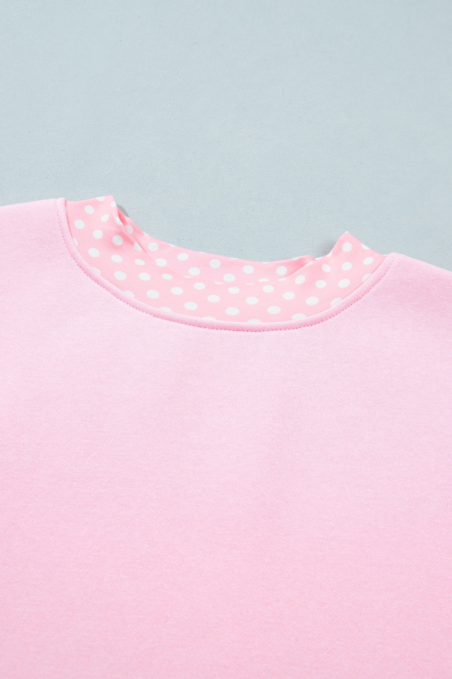 Polka Dot Contrast Trim Mock Neck Sweatshirt