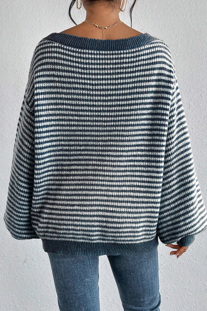 Stripe Lantern Sleeve Sweater