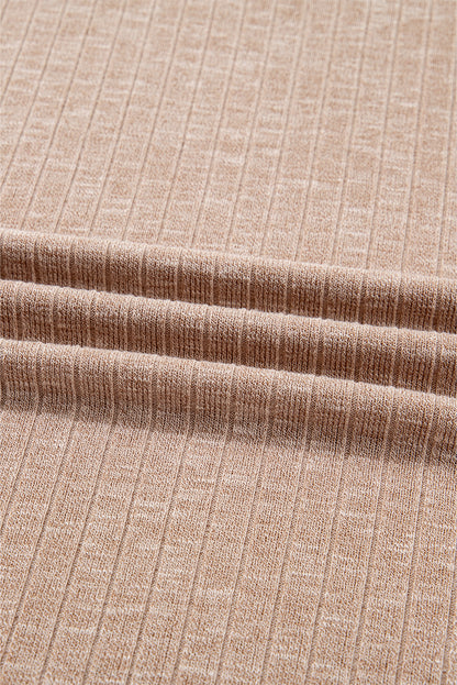 Ribbed Knit Pullover Top and Biker Short Set