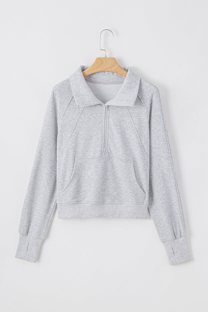 Quarter Zip Kangaroo Pocket Sweatshirt