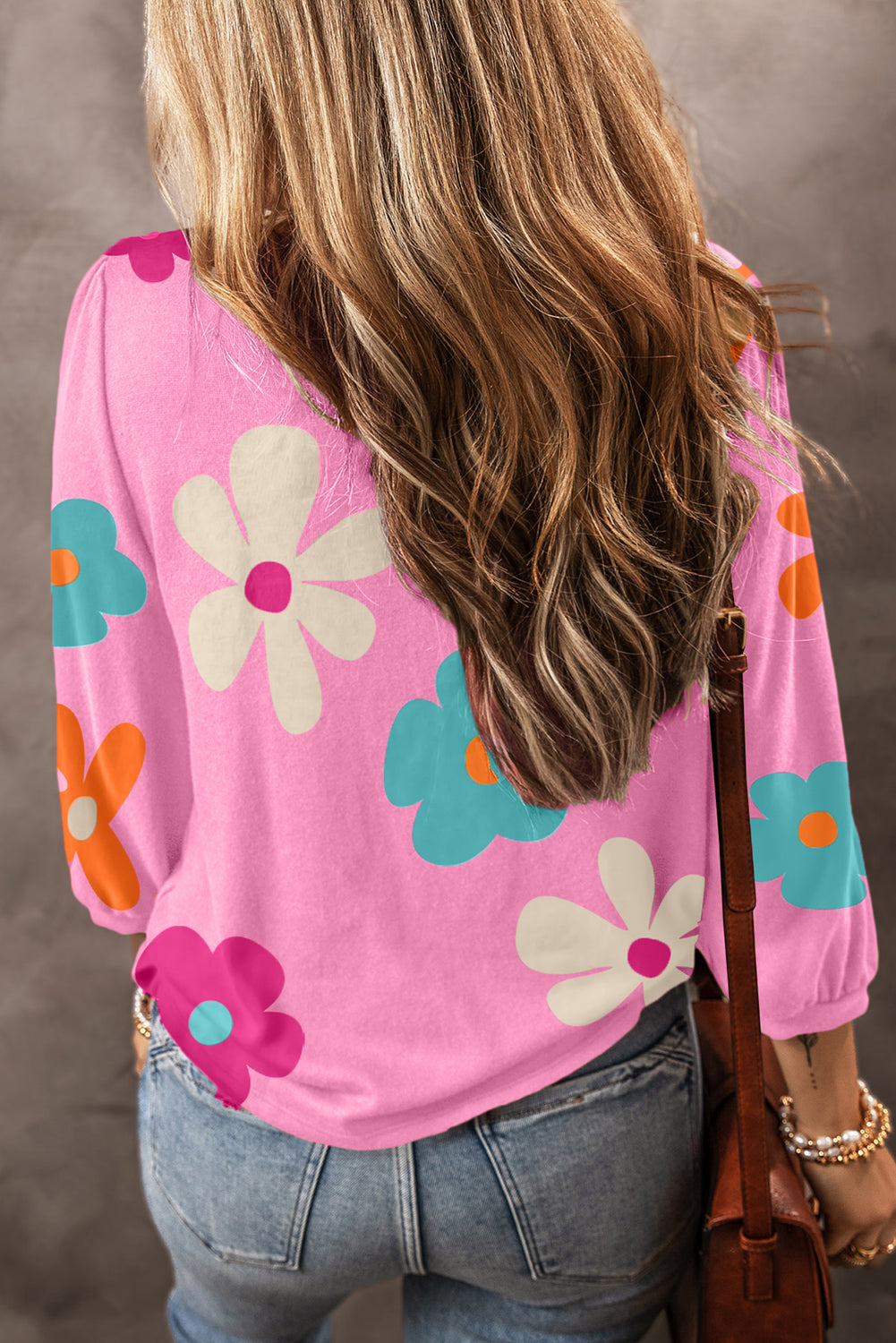 Retro Floral 3/4 Sleeve Top