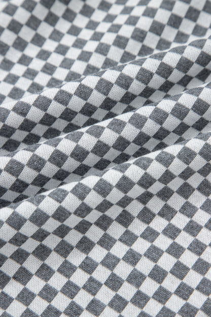 Checker Drawstring Elastic Waist Pocketed Shorts