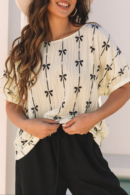 Bow Puff Short Sleeve Top