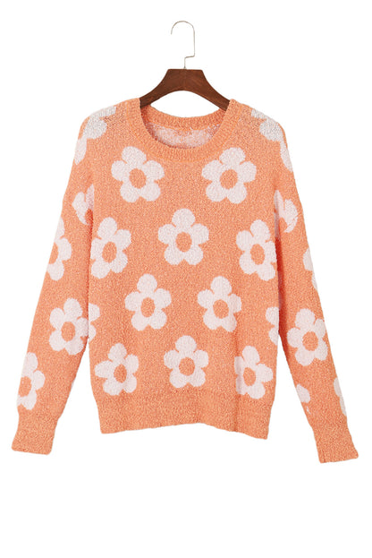 Floral Fuzzy Drop Shoulder Sweater