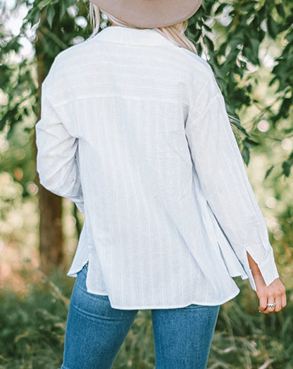 Stripe Buttoned Long Sleeve Shirt