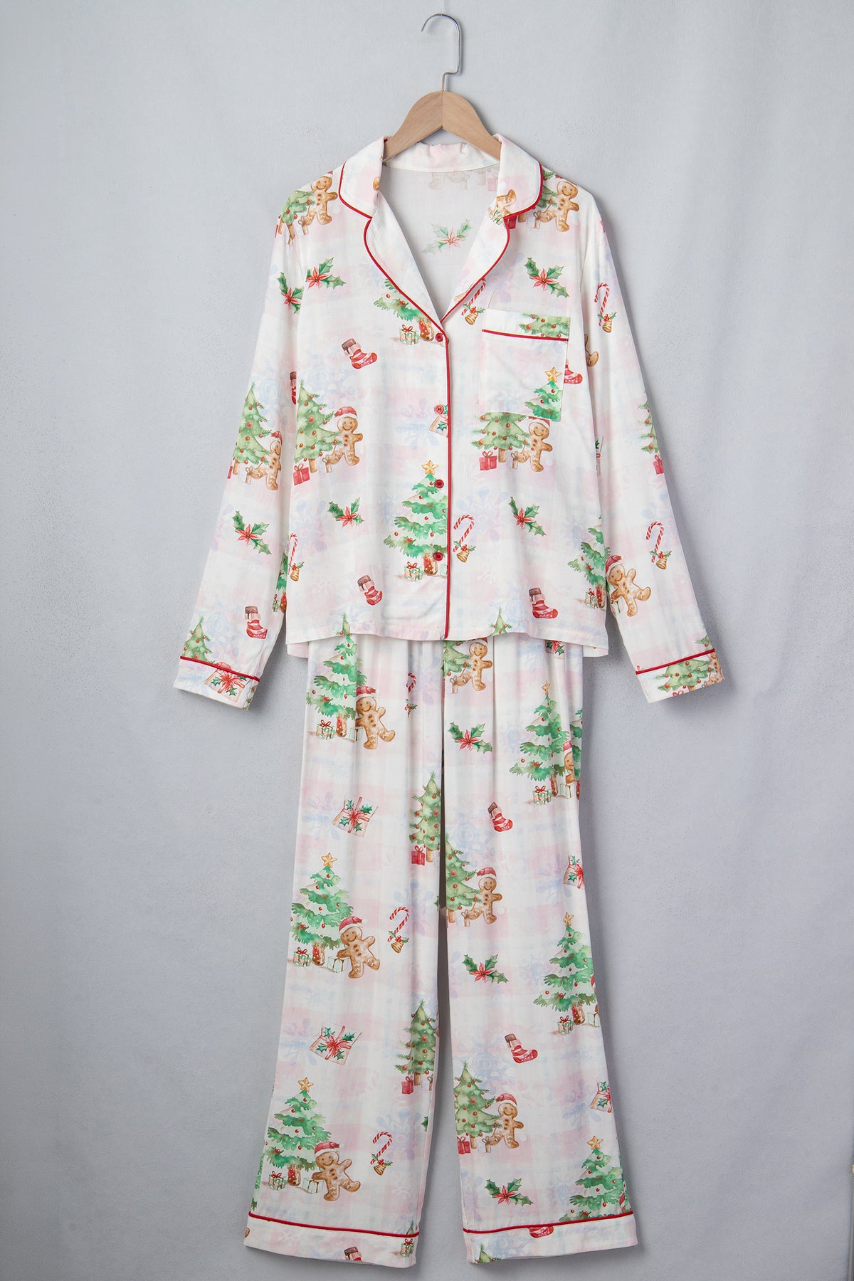 Christmas Plaid Gingerbread Top & Pants Pajama Set