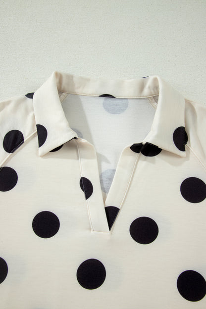 Polka Dot V-Neck Tee & Drawstring Shorts Set