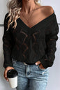 Hollowed Knit V-Neck Sweater