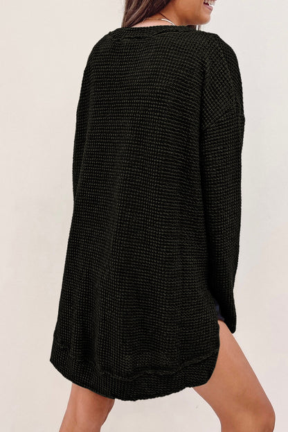 Waffle Oversized Long Sleeve Top