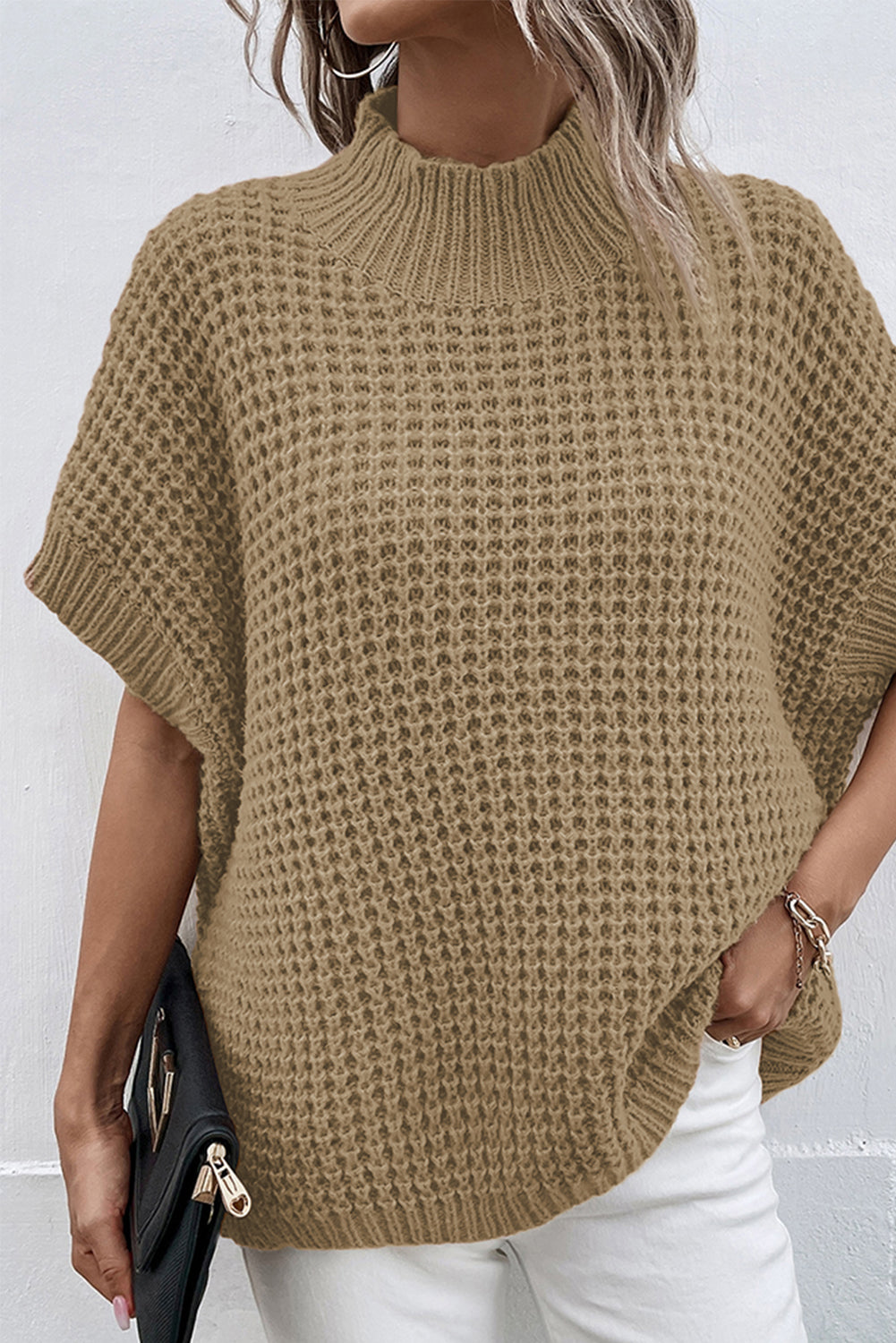 Mock Neck Batwing Sleeve Sweater