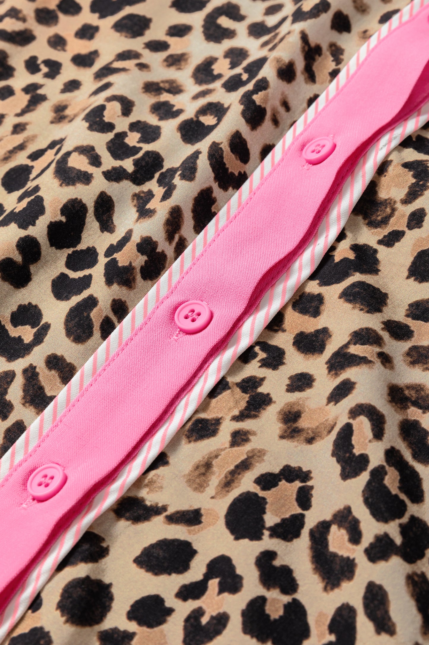 Leopard Contrast Trim Top and Pant Set