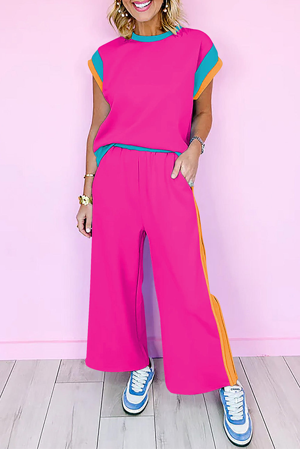 Colorblock Top and Pants Set