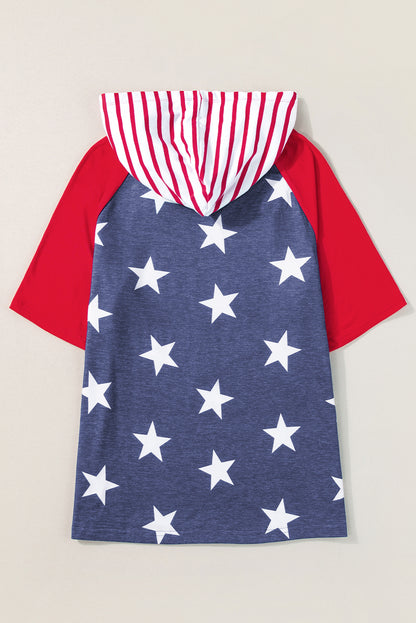 Americana Stars & Stripes Drawstring Hooded T-Shirt