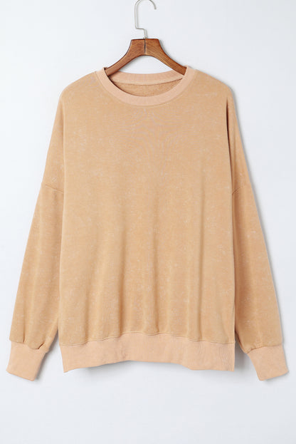 Ribbed Trim Drop Shoulder Sweatshirt