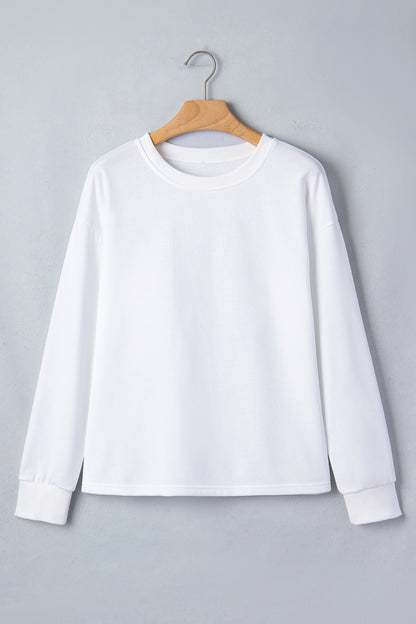 Solid Drop Shoulder Long Sleeve Top