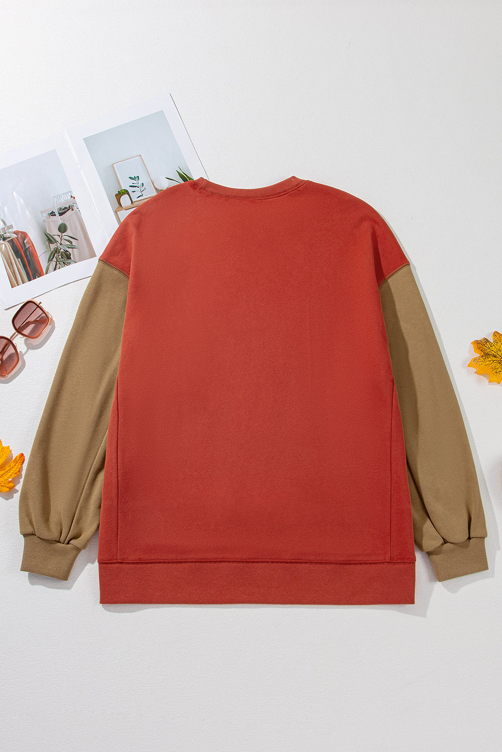 Two Tone Drop Shoulder Pullover Sweatshirt