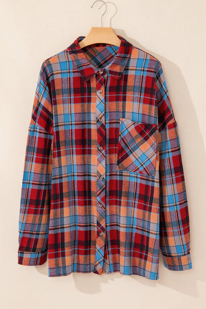 Plaid Buttoned Long Sleeve Shirt Plus Size