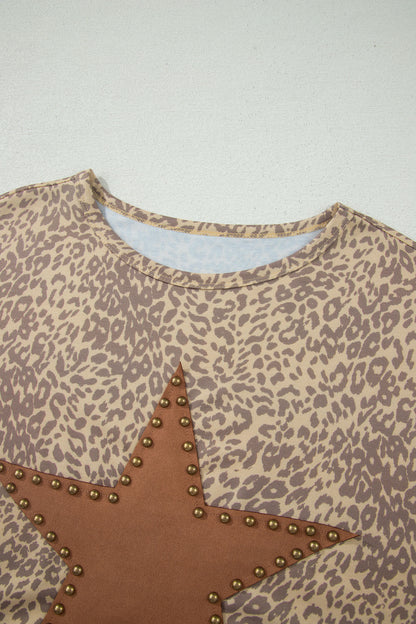 Leopard Retro Star Studded Short Sleeve Tee