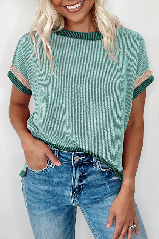 Contrast Trim Round Neck T-Shirt