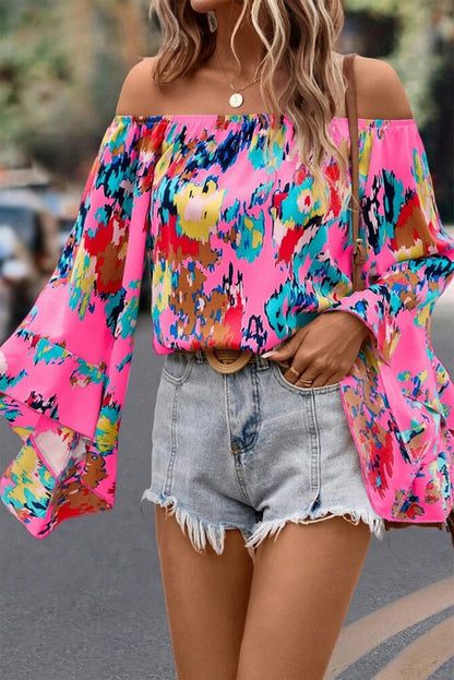 Floral Abstract Off Shoulder Blouse