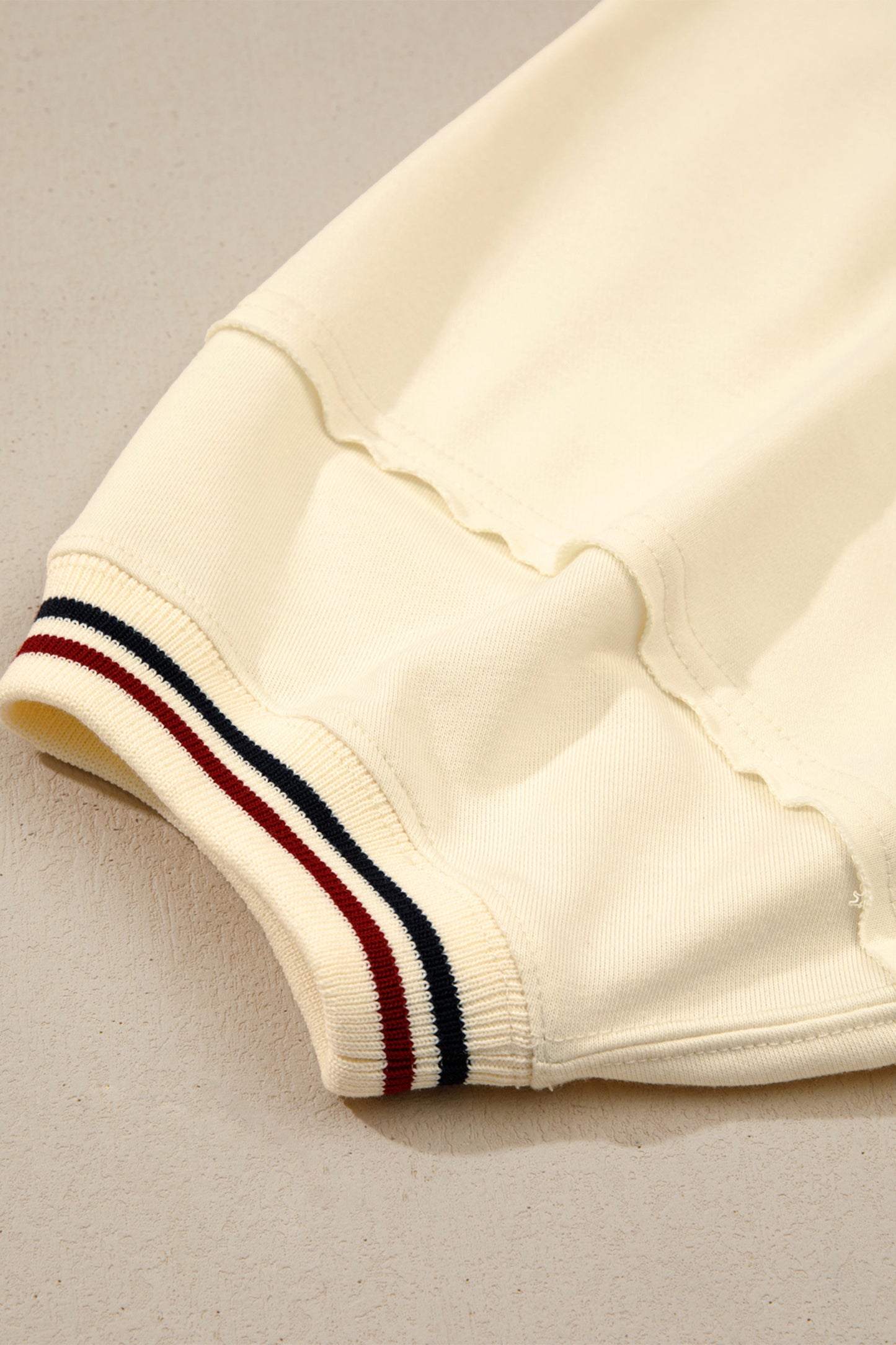 Varsity Stripe Cuffed Short Sleeve Tunic Top