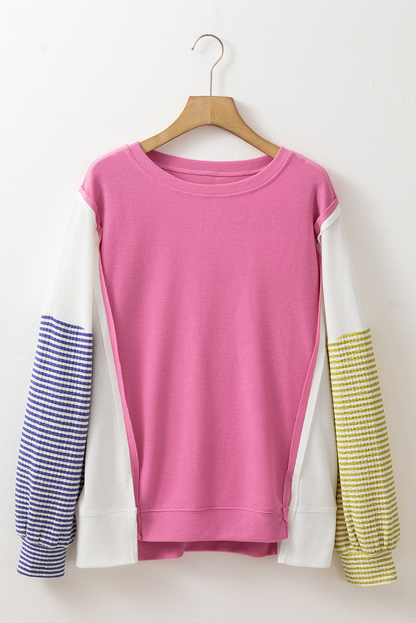 Stripe Reverse Seam Long Sleeve Top