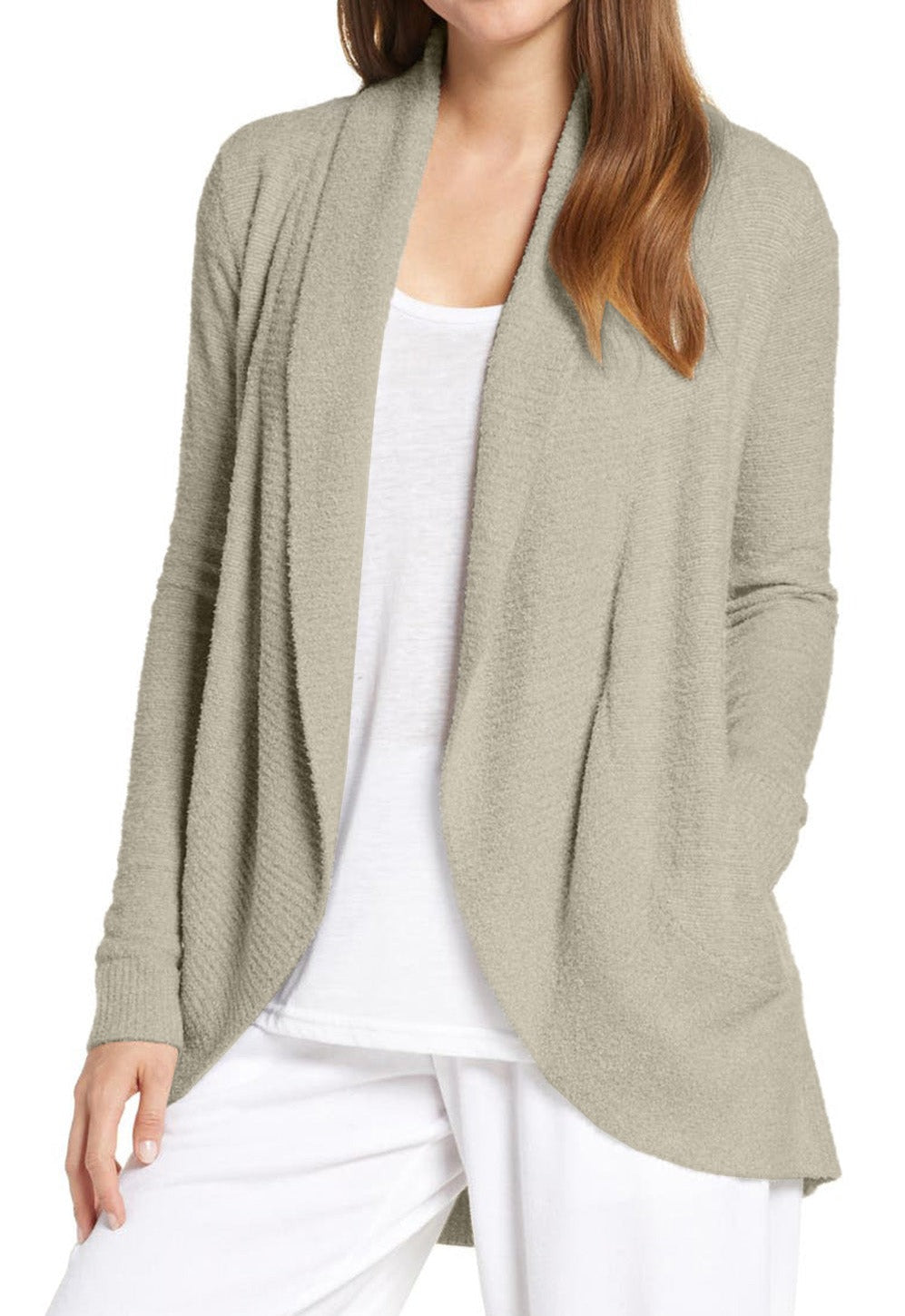 Shawl Neckline Ribbed Contrast Cardigan