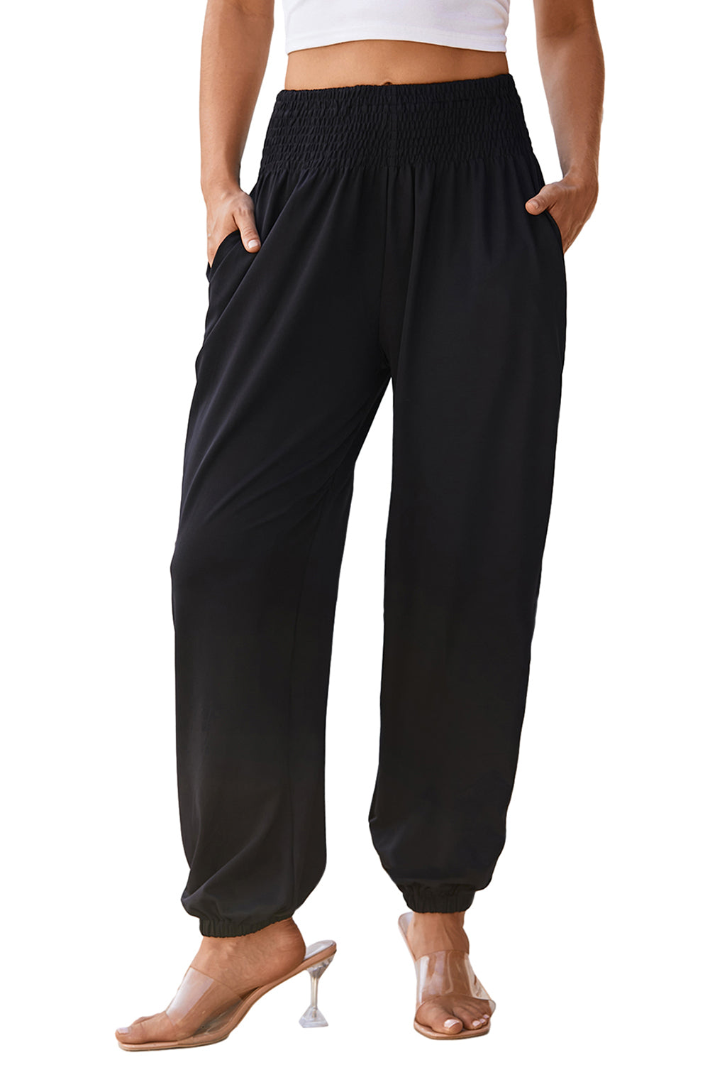 Smocked High Waist Joggers