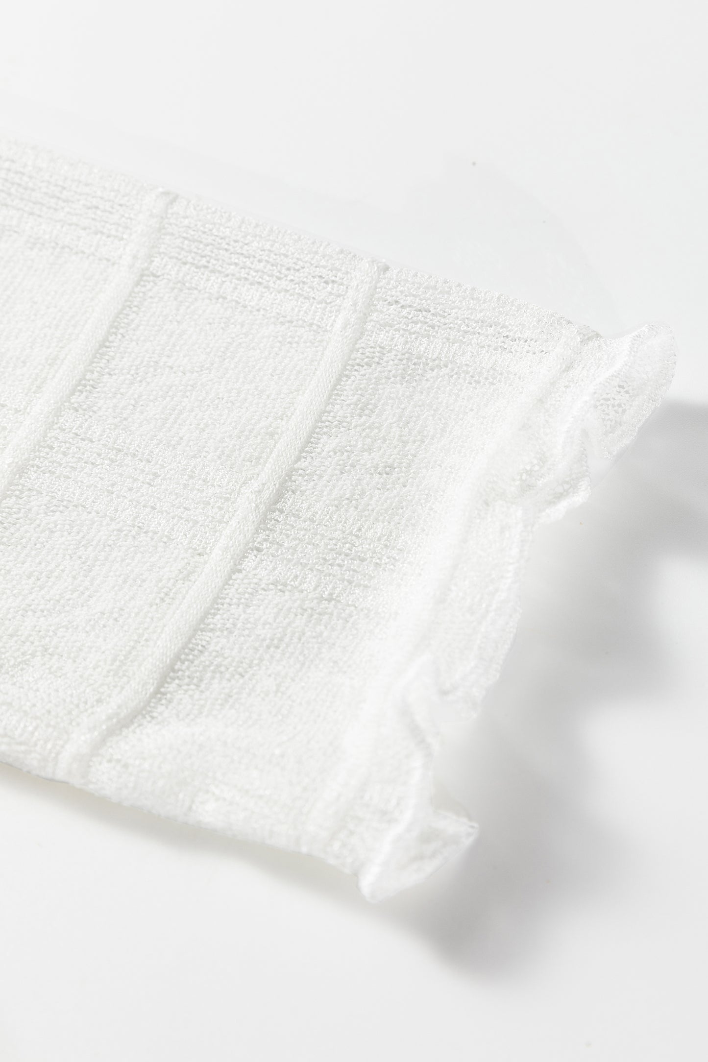 Sheer Plaid Mesh Lettuce Trim Long Sleeve Top