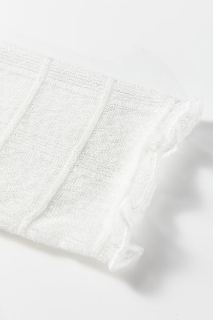 Sheer Plaid Mesh Lettuce Trim Long Sleeve Top