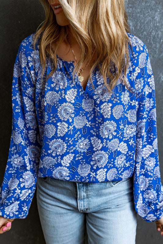 Floral Peasant Sleeve Blouse