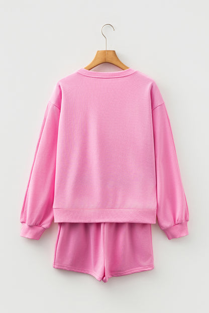 Bow Embroidered Pullover and Shorts Set