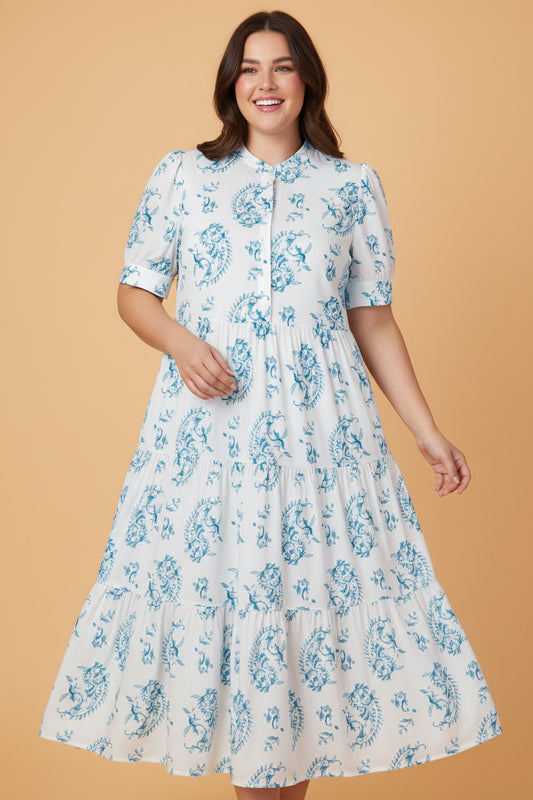 Plus Size Floral Paisley Tiered Maxi Dress