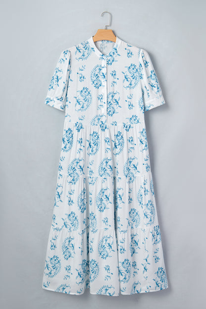 Plus Size Floral Paisley Tiered Maxi Dress