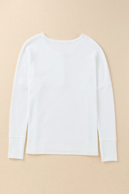 Waffle Henley Long Sleeve Top