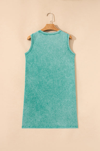 Mineral Wash Pocketed Tank Mini Dress
