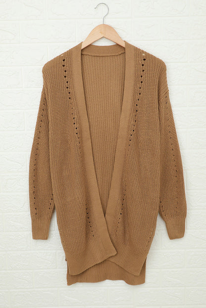 Hollowed Knit Side Slit Cardigan