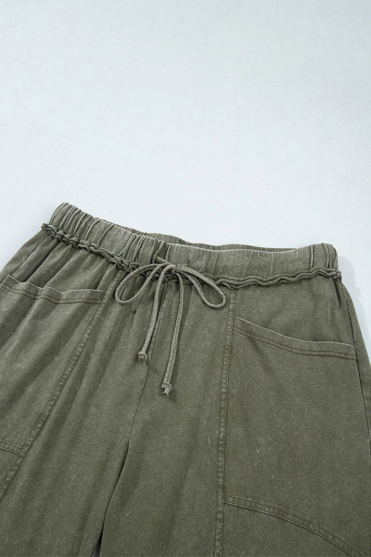 Mineral Wash Seam Detail Flare Leg Drawstring Pants